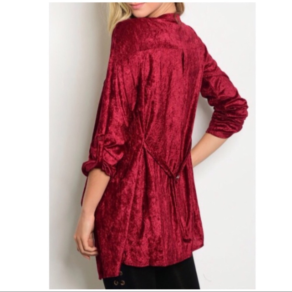 Crushed Velvet Waterfall Cardigan - Picture 2 of 2